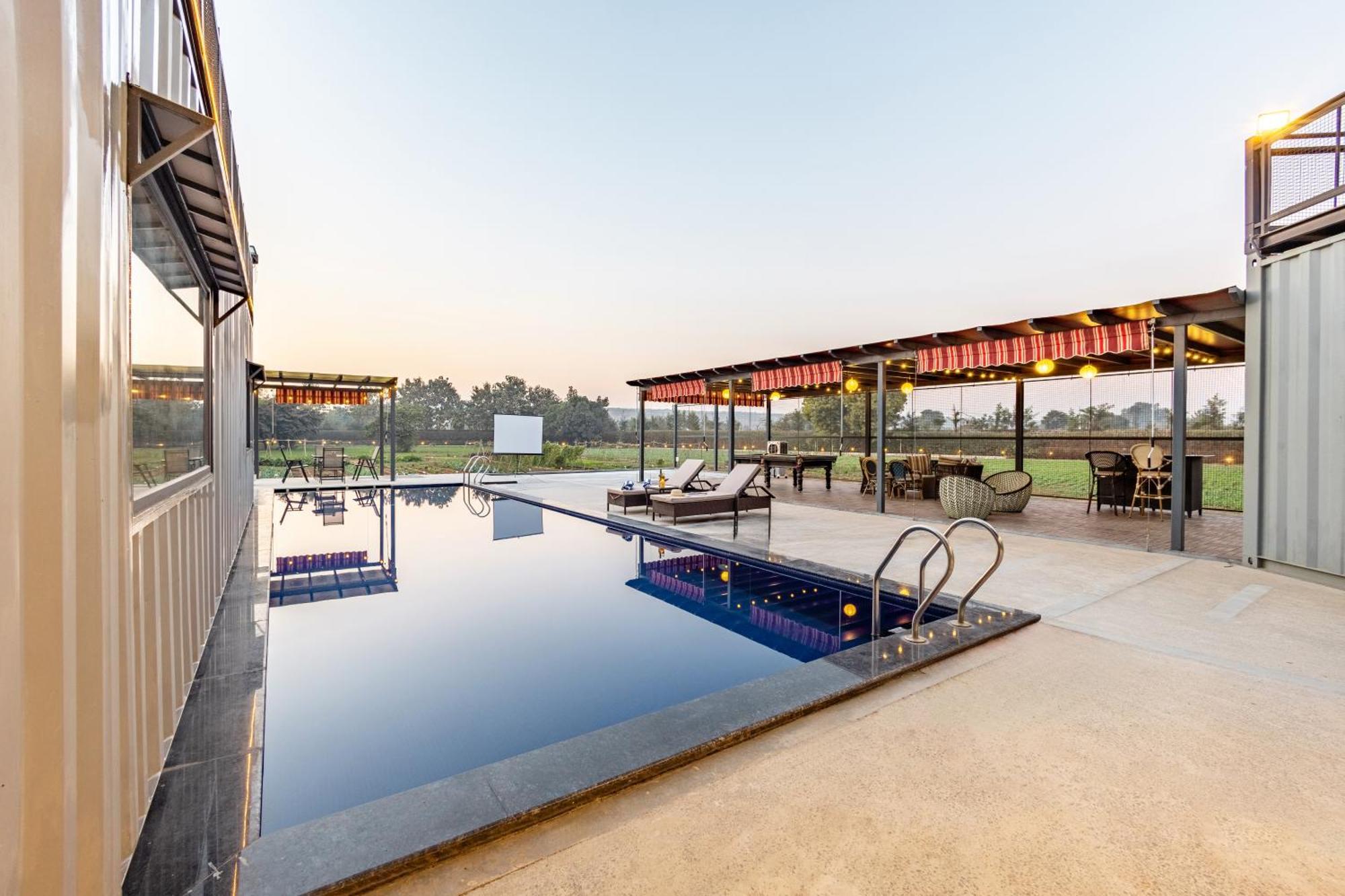 Elivaas Hidden Oasis 4Bhk With Pool, Mud House & Container House Villa Dhauj Exterior photo