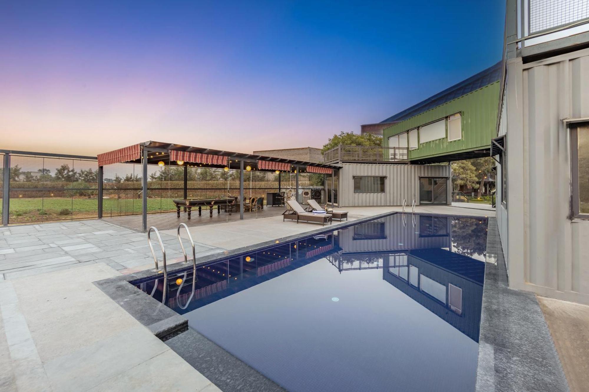 Elivaas Hidden Oasis 4Bhk With Pool, Mud House & Container House Villa Dhauj Exterior photo